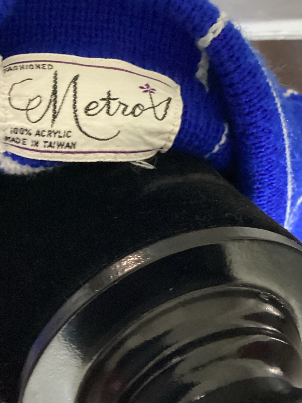 Metro Blue Windowpane Button-Front Coat with White Trim - Picture 2 of 3